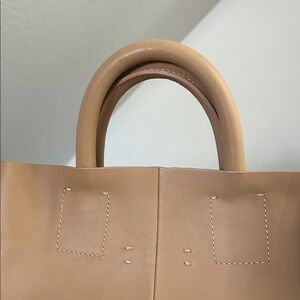 Zara Tan Leather Tote Bag